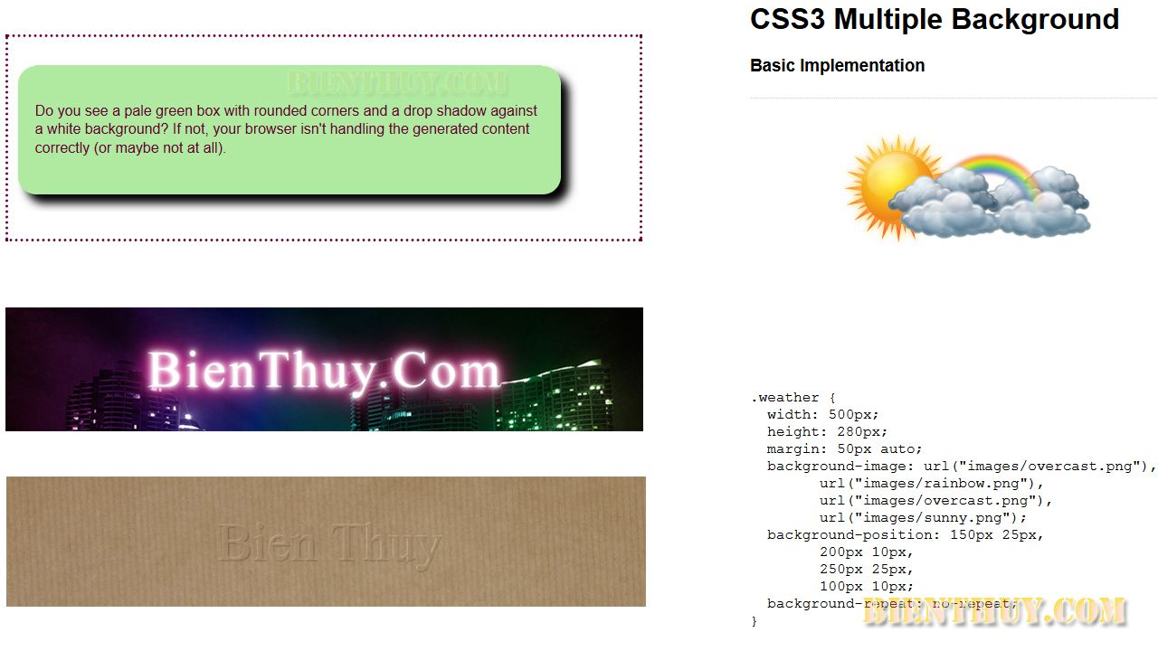 Với CSS3, các bạn sẽ có những trải nghiệm mới lạ trên trang web của mình - hãy cùng xem hướng dẫn CSS Background Image Tutorial để tăng thêm độ phong phú cho trang web của bạn.