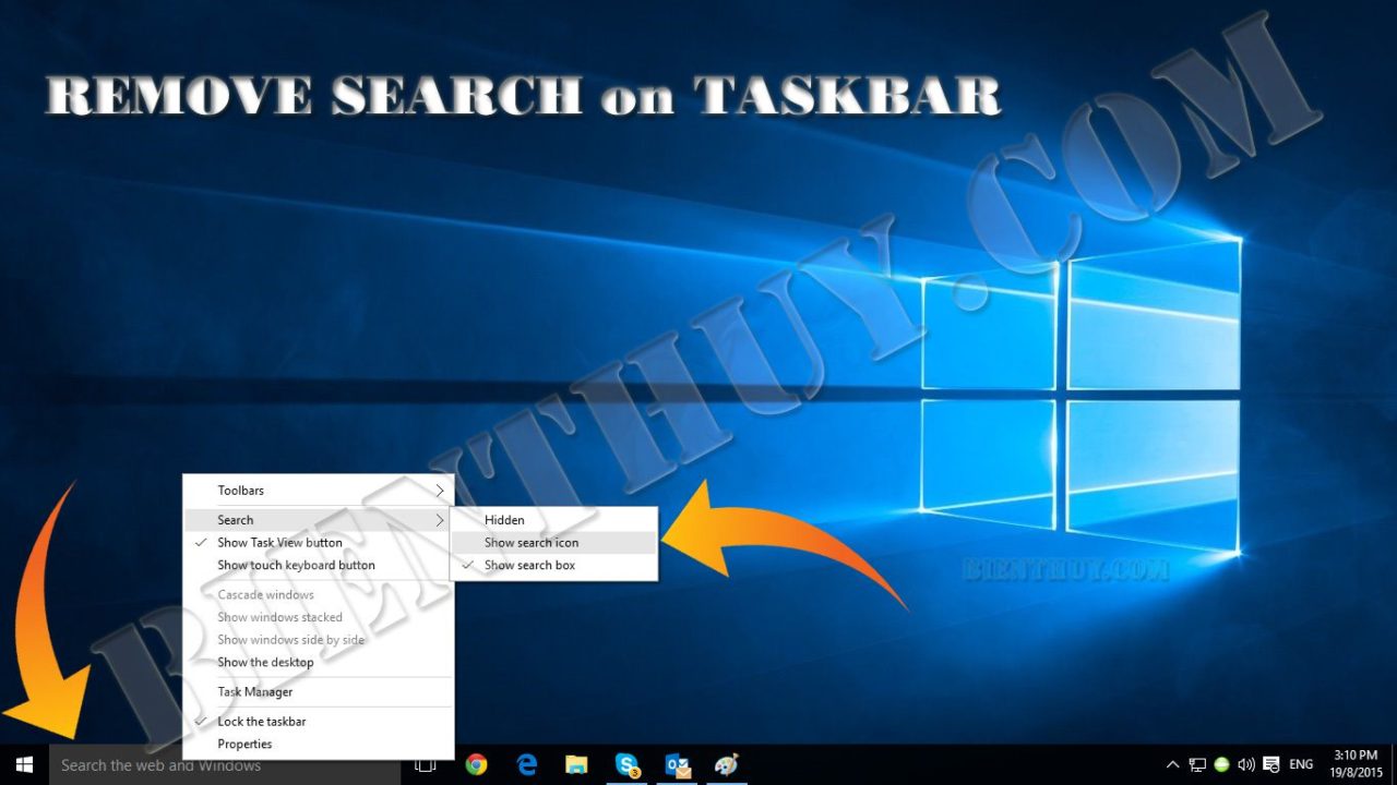 Windows 10 - How to Show Search Icon on Taskbar