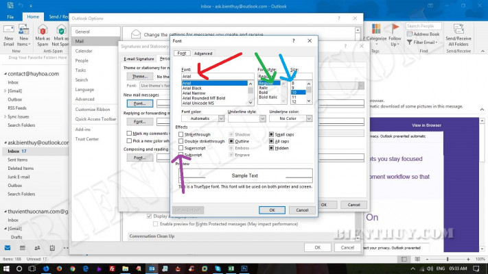 Instructions for Using Outlook: Setting Default Font and Font Color