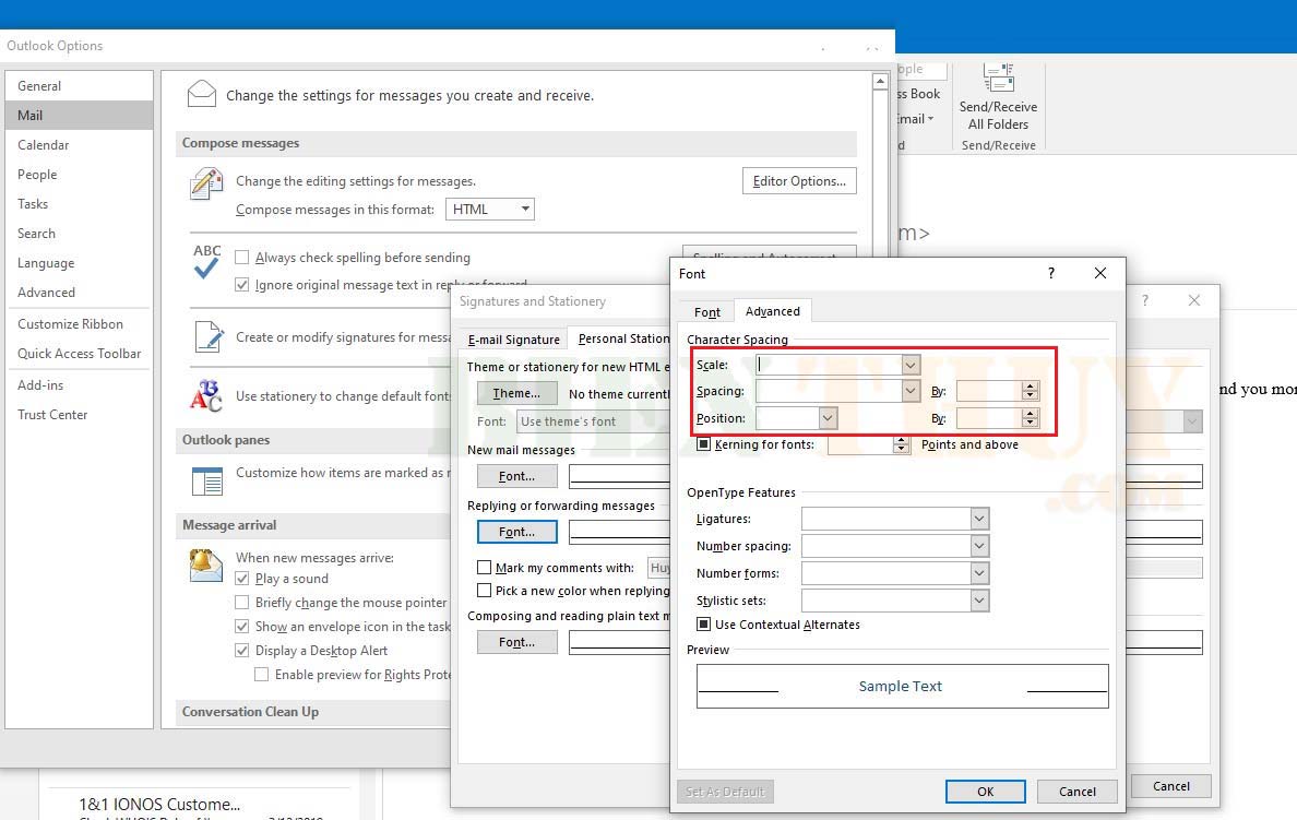 Adjust line spacing in Outlook