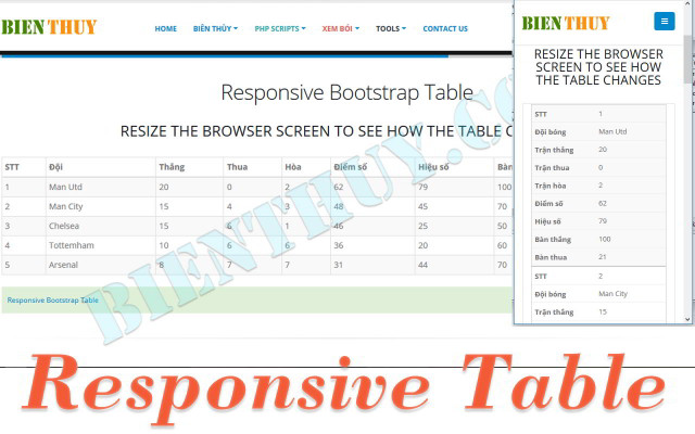 Responsive Bootstrap Table