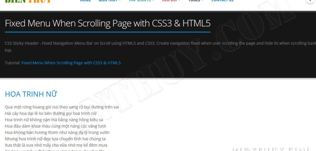 Fixed Menu When Scrolling Fixed Navigation Menu Bar