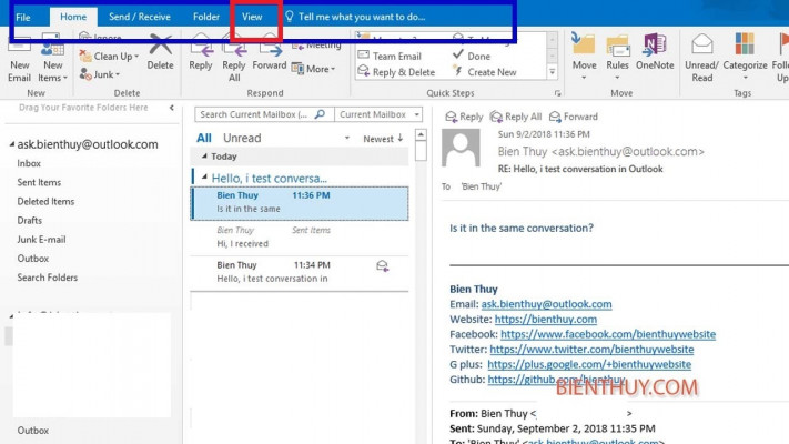 View Email Messages By Conversation